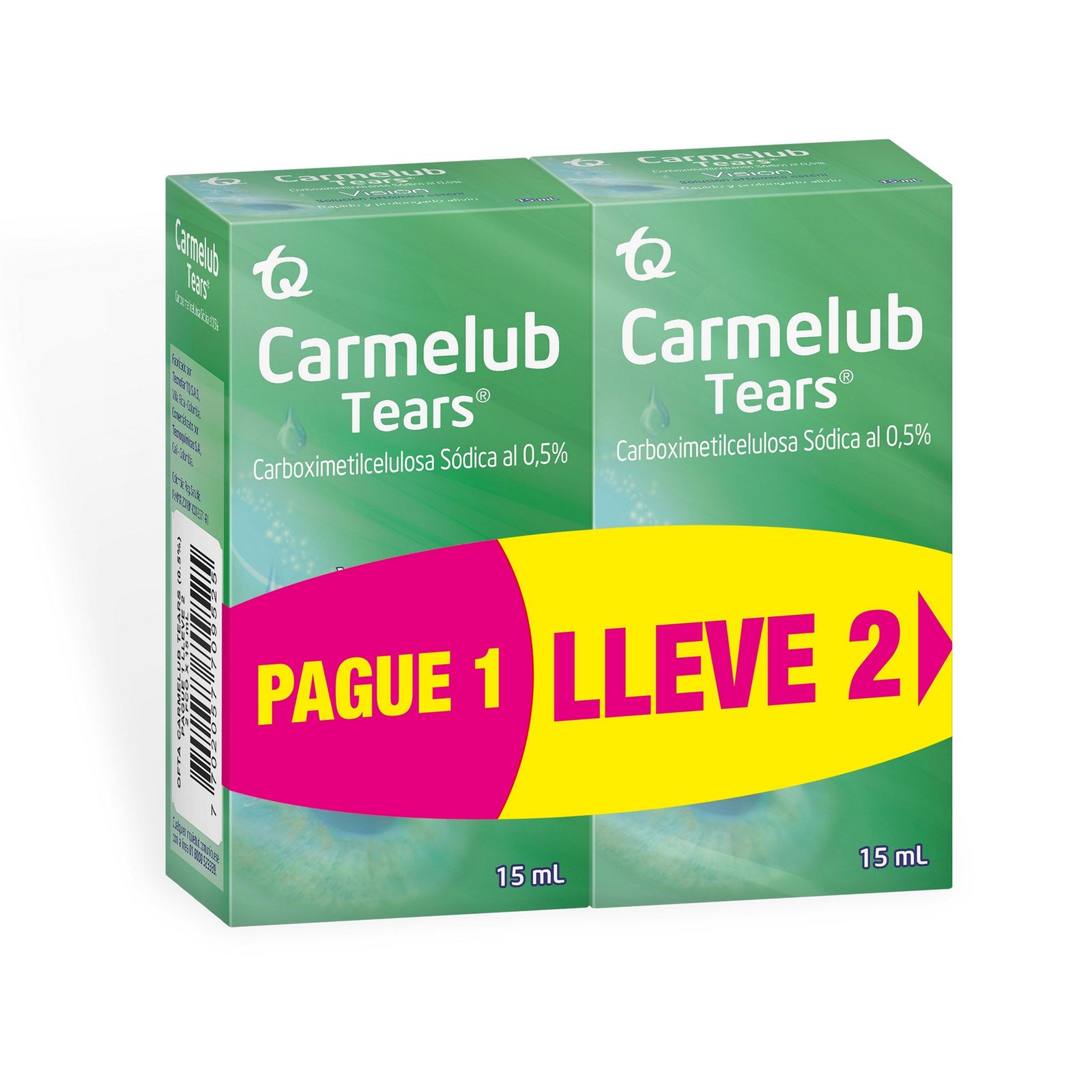 Carmelub Tears solución oftálmica 0.5% 15 mL (Pague 1 Lleve 2)