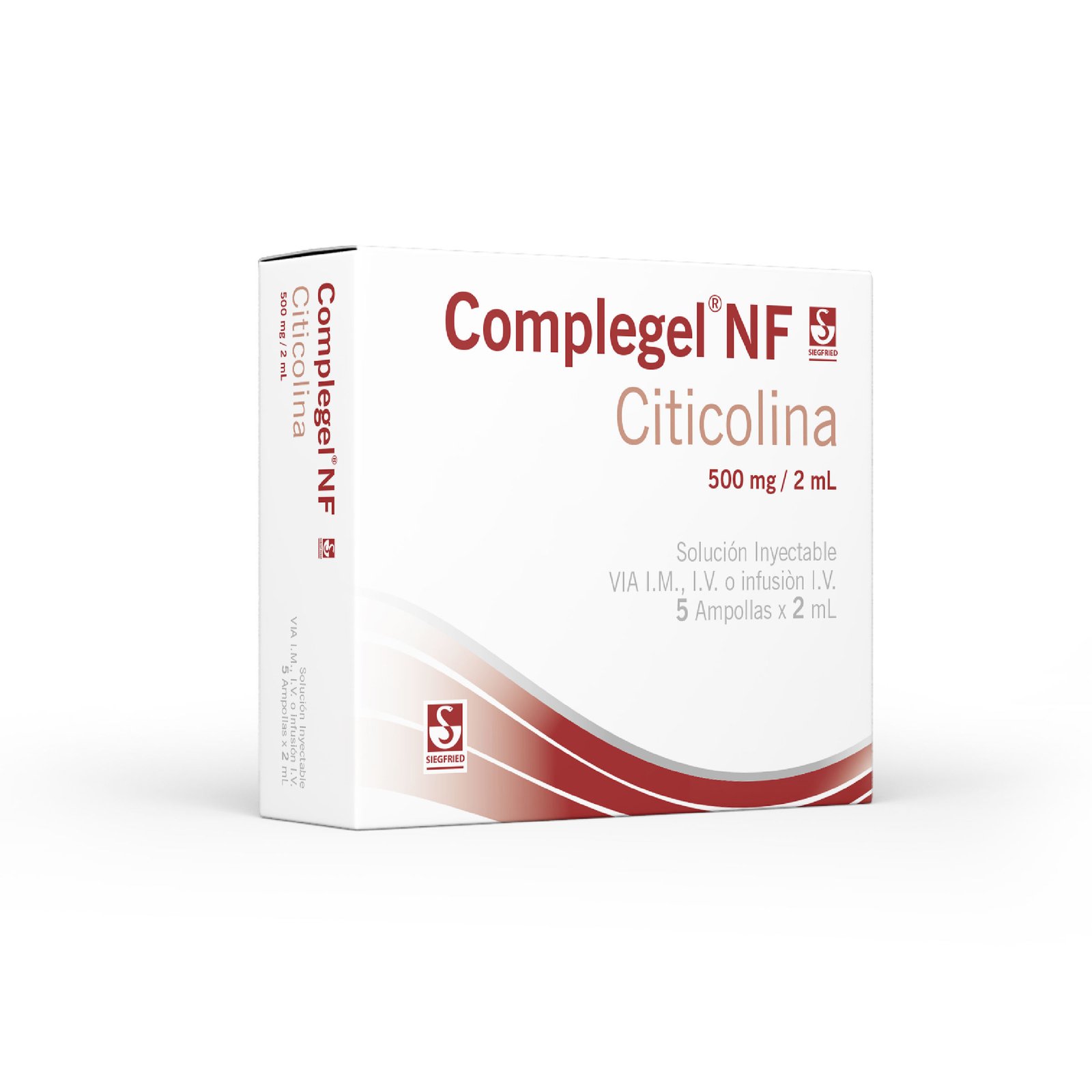 Complegel NF Citicolina 500 mg / 2 mL x 5 ampollas