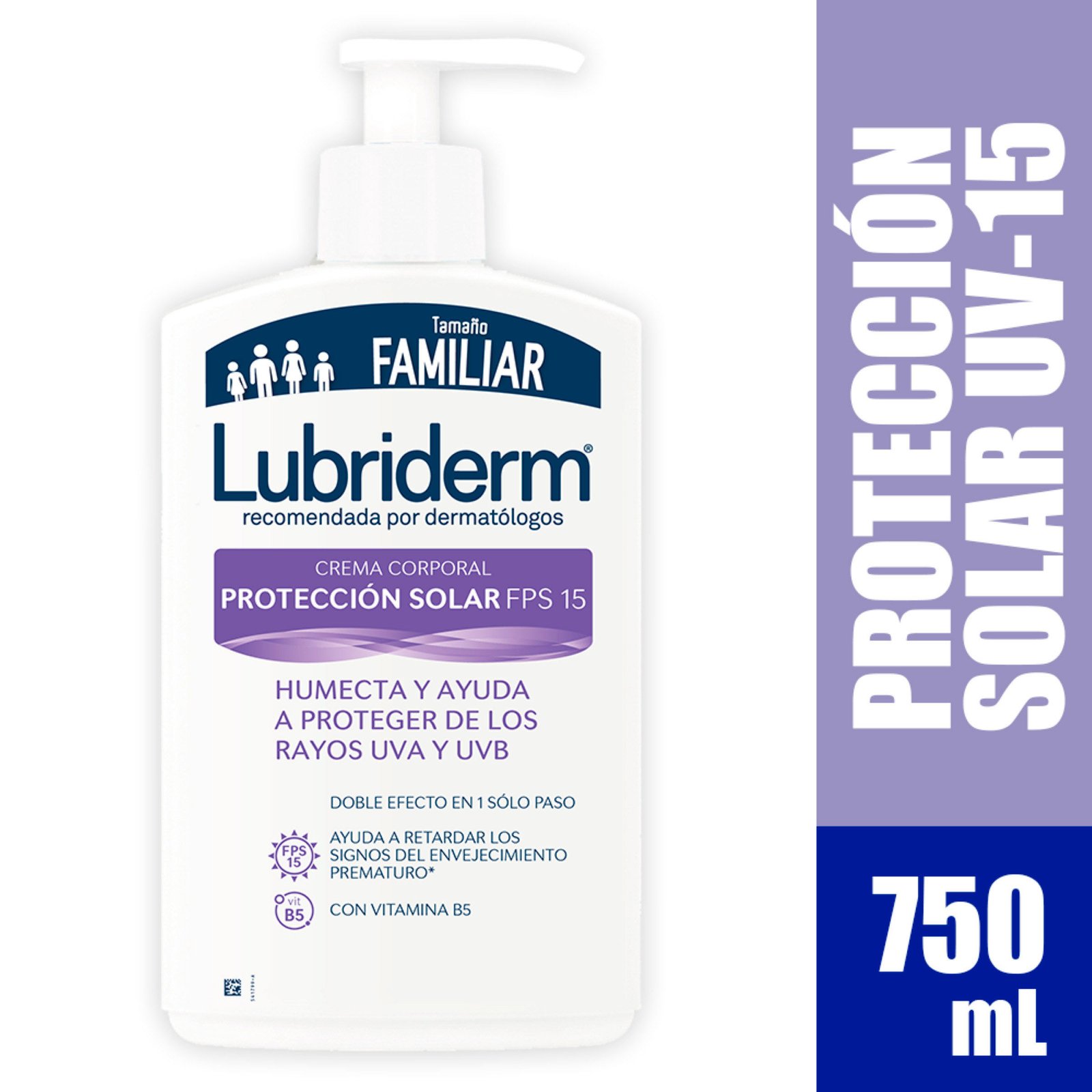 Lubriderm Loción Protección Solar UV 15 con Válvula 750 ml