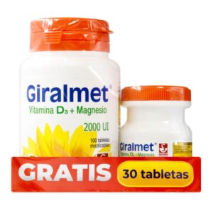 Giralmet vitamina D3 + magnesio 2000 UI 100 tabletas + 30 tabletas gratis