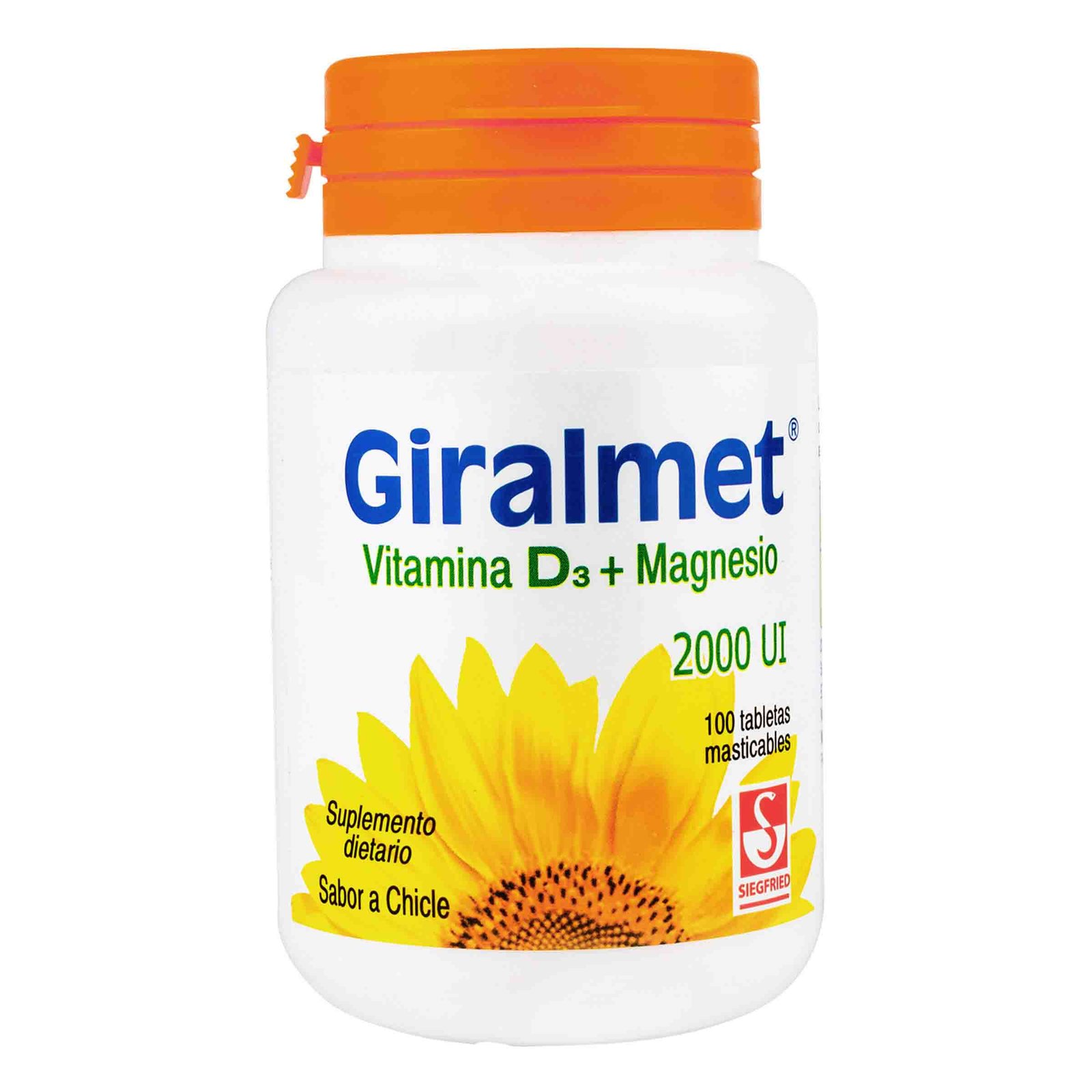 Giralmet Vitamina D3 + Magnesio 2000 UI 100 Tabletas Masticables