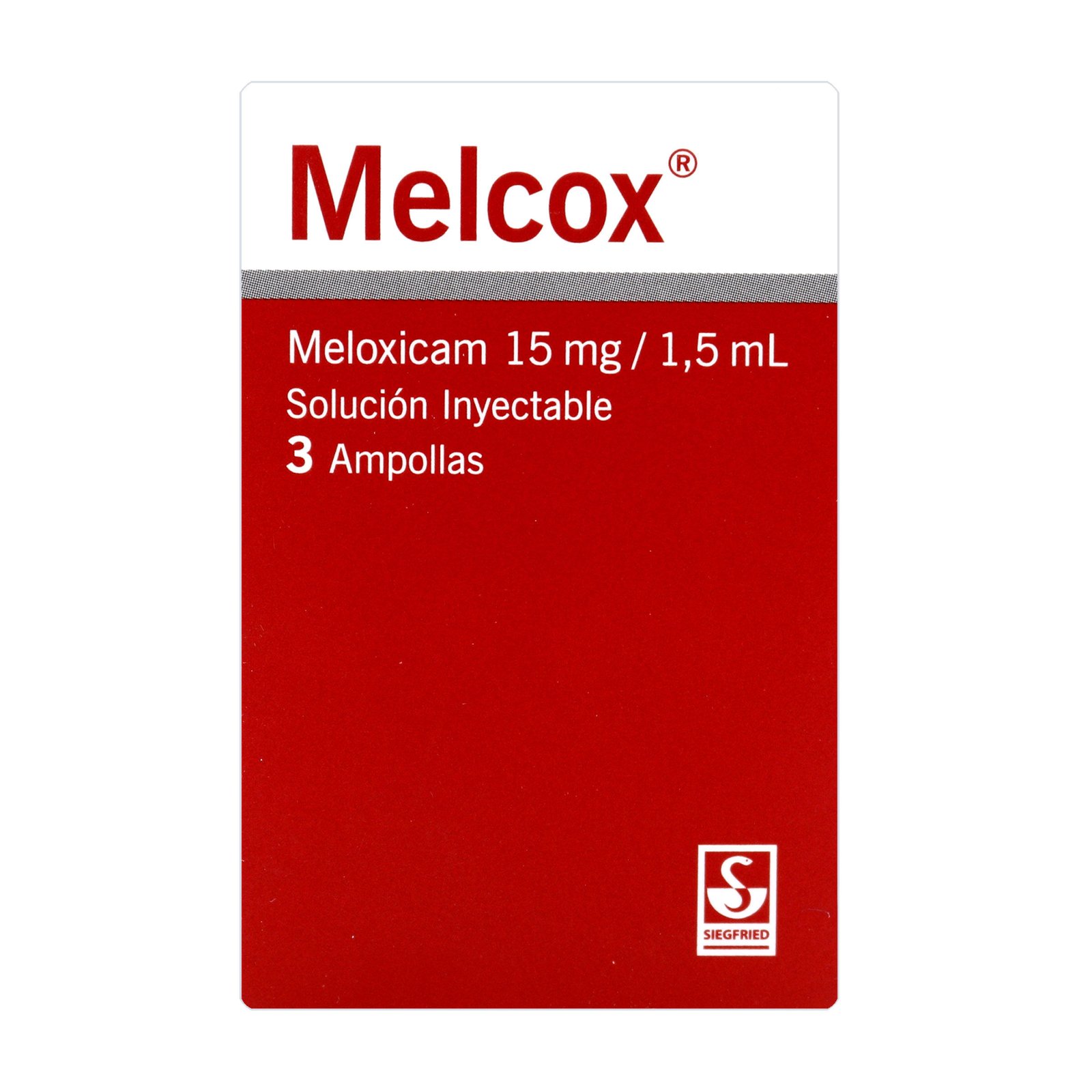 Melcox meloxicam 15 mg/1.5 mL solución inyectable x 3 ampollas