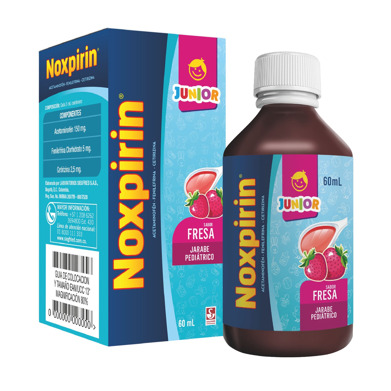 Noxpirin Junior F jarabe pediátrico sabor fresa 60 ml