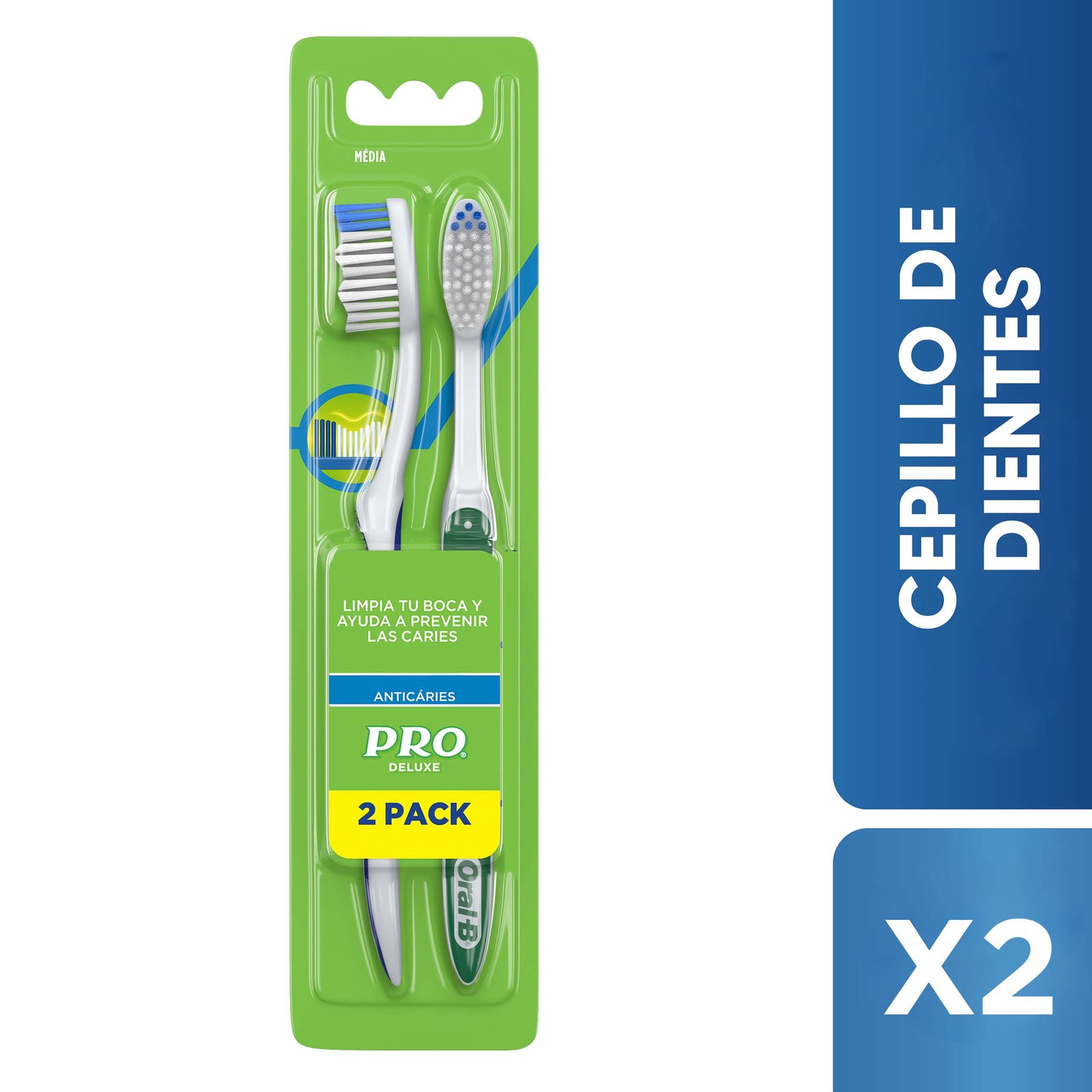 Cepillo Dental Oral-B Pro Deluxe Anticaries Medio x 2 Unidades