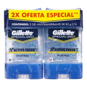 Desodorante Gillette Specialized Active Fresh Sport Peak Gel Pack x2 82 g c/u