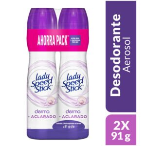 Desodorante Lady Speed Stick Derma + Aclarado Nácar Aerosol 2 x 91 g