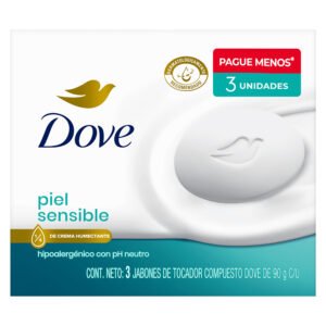 Jabón Dove Piel Sensible 3 Unidades x 90 g