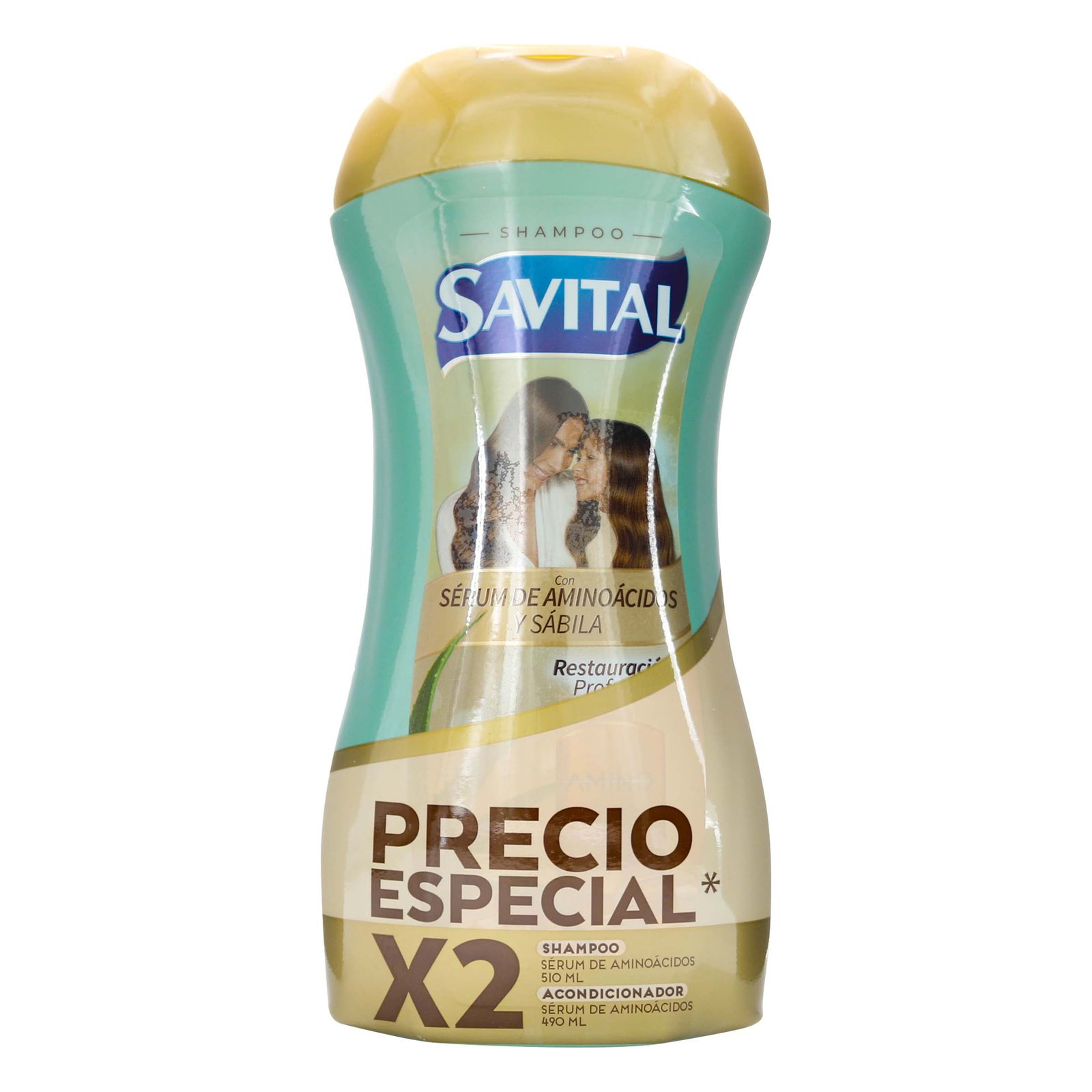 Kit Shampoo Savital Sérum de Aminoácidos y Sábila 510 ml + Acondicionador 490 ml