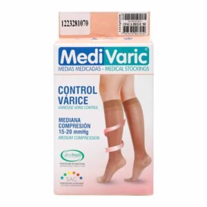 Media Medicada MediVaric Rodilla Opaca Beige Talla M Compresión 15-20 mmHg
