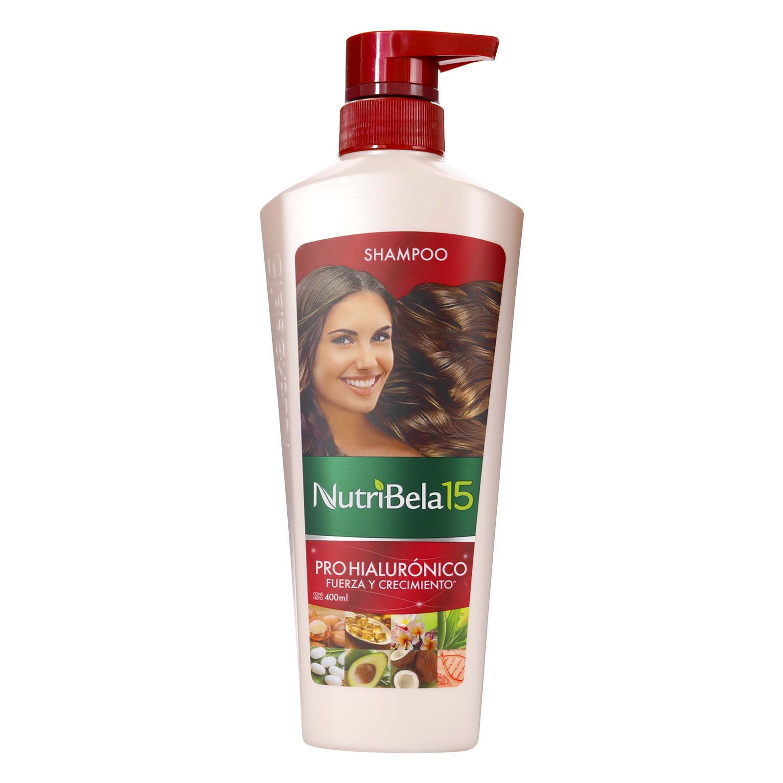 NutriBela 15 Shampoo Pro Hialurónico Fuerza y Crecimiento 400 ml
