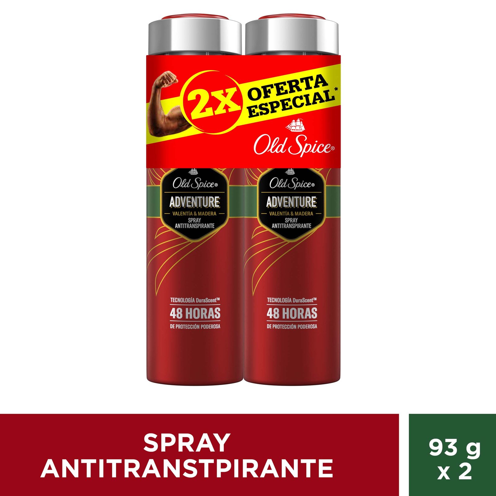 Old Spice Adventure Spray Antitranspirante Pack x 2 de 93 g