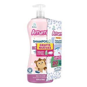 Shampoo Arrurrú Cabellos Oscuros 750 ml + Toallitas Húmedas 20 Unidades Gratis