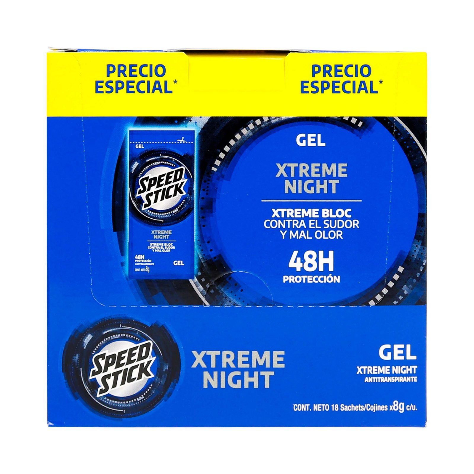 Speed Stick Xtreme Night Gel Antitranspirante 18 Sachets x 8 g Precio Especial