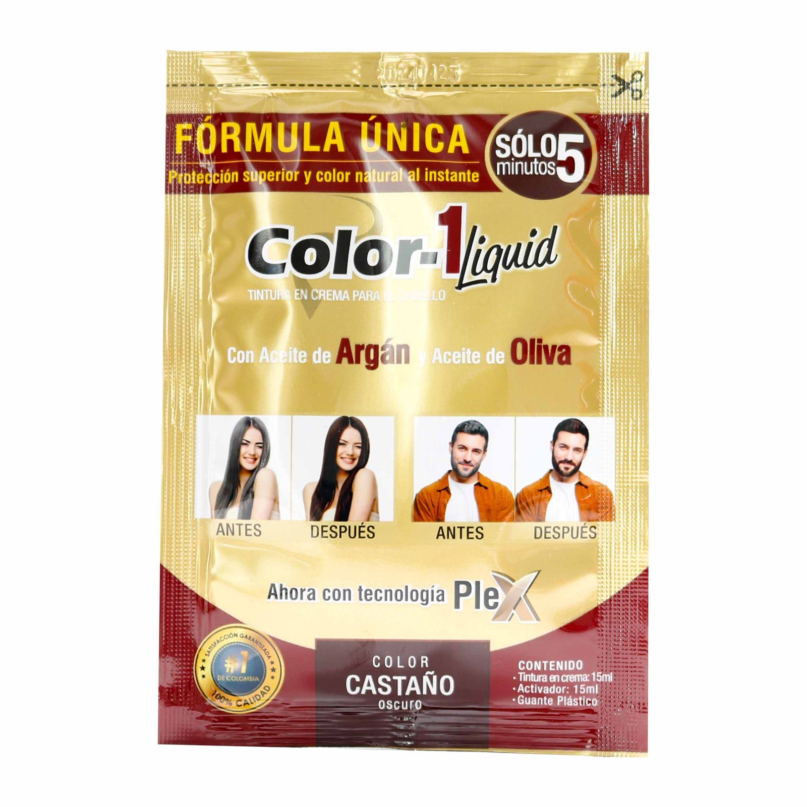 Tintura en Crema Color-1 Castaño Oscuro 15 ml + Activador 15 ml