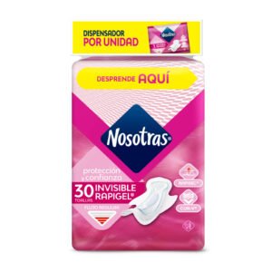Toallas Higiénicas Nosotras Invisible Rapigel Flujo Regular 30 Unidades